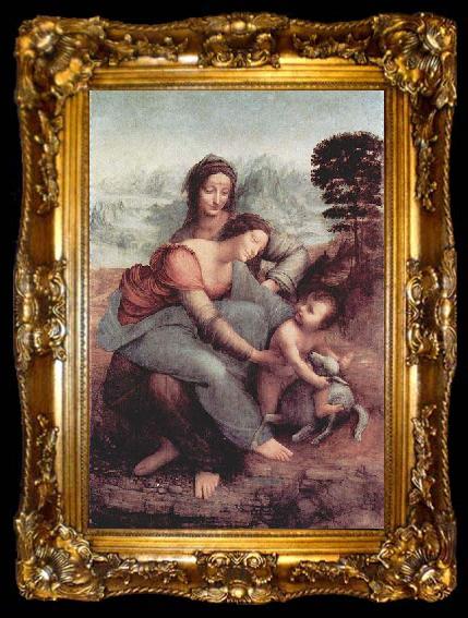framed  LEONARDO da Vinci Hl. Anna, Maria, Christuskind mit Lamm, ta009-2